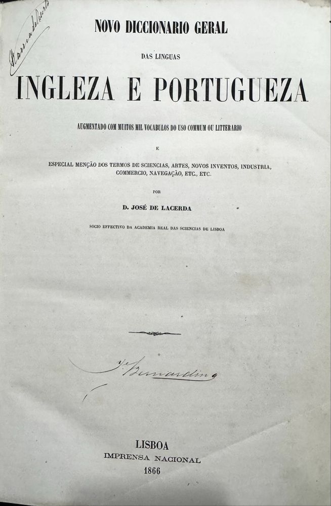 2 livros D. José de Lacerda (1866, 1871)