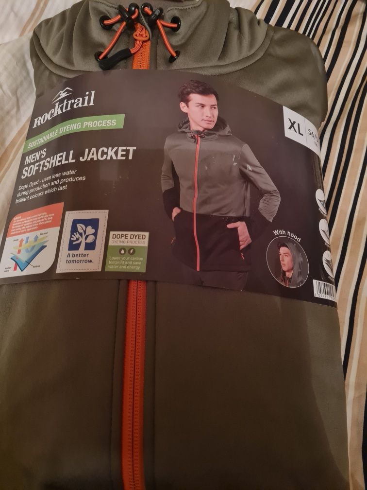 Kurtka softshell męska, oddychająca r.XL czarno-oliwkowa nowa