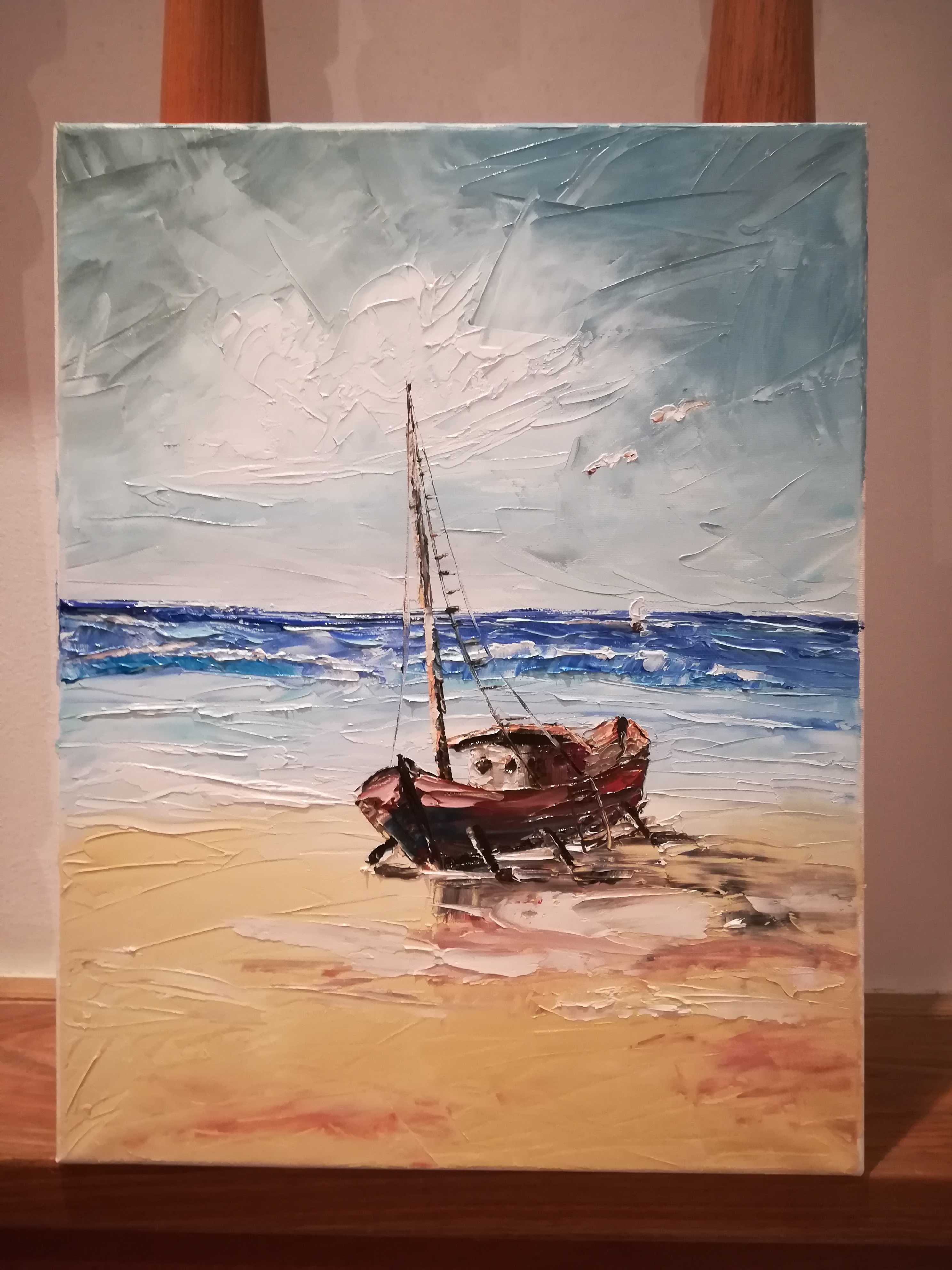 Quadro a óleo sobre tela 35*45cm "Barco"