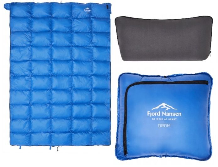 Śpiwór puchowy Fjord Nansen. Dwie sztuki + worek kompresyjny.