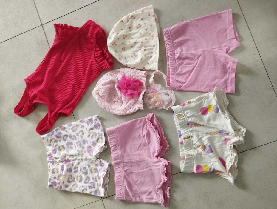 Ubranka dziewczynka wiosna/lato 74,sukienki,strój,czapki,spodenki,body