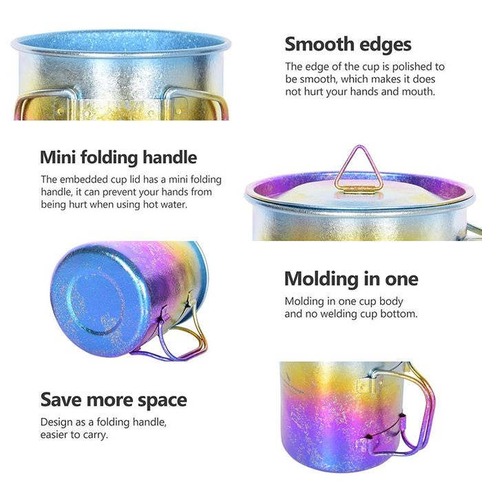 Чашка з кришкою титанова 450 мл з анодуванням