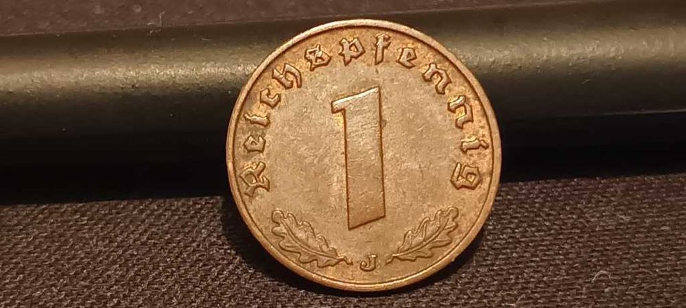 Niemcy III Rzesza 1 Reich-fennig Swastyka 1939,J.Rzadkie, Stan