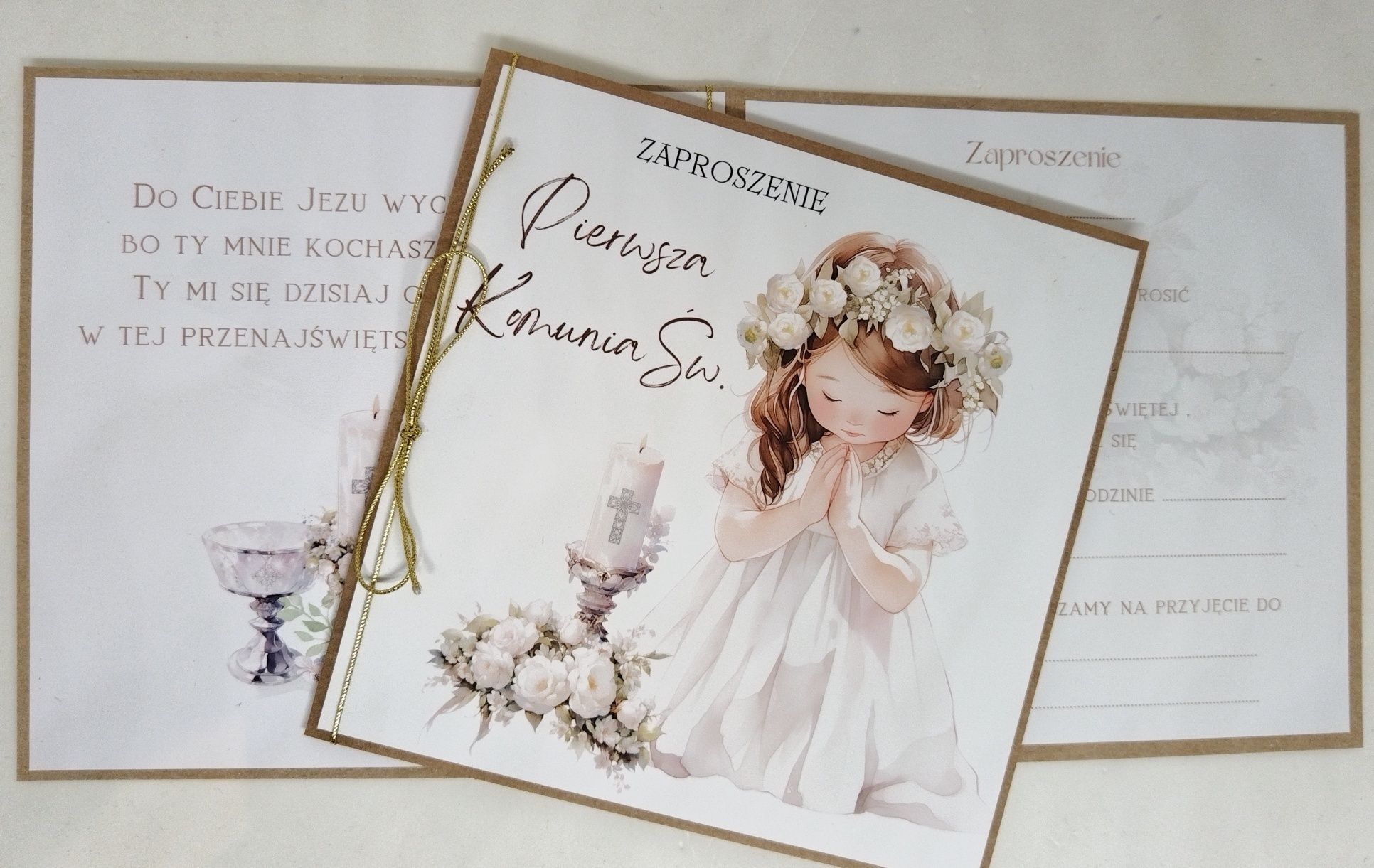 Komunia zaproszenia dla dziewczynki 10 sztuk