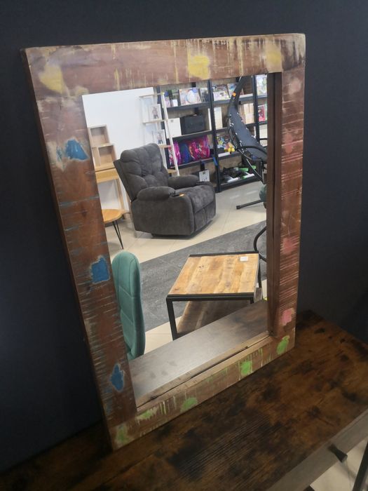 Lustro Loft vintage w drewnianej ramię drewno akacjowa z odzysku