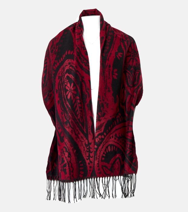 Czerwono-czarny szalik w kwiaty Colonie