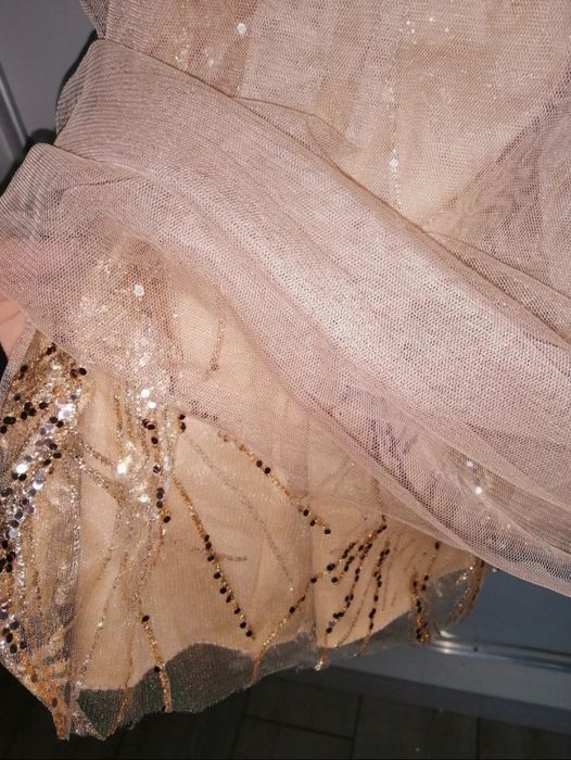 suknia wieczorowa balowa studniówka wesele Golden Rose złota różowa