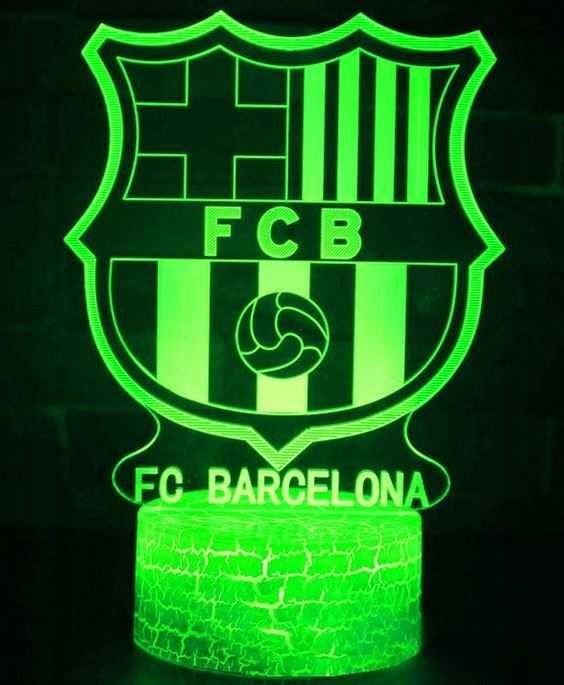 Lampka Nocna Dla Dzieci FC Barcelona 3D LED + Pilot