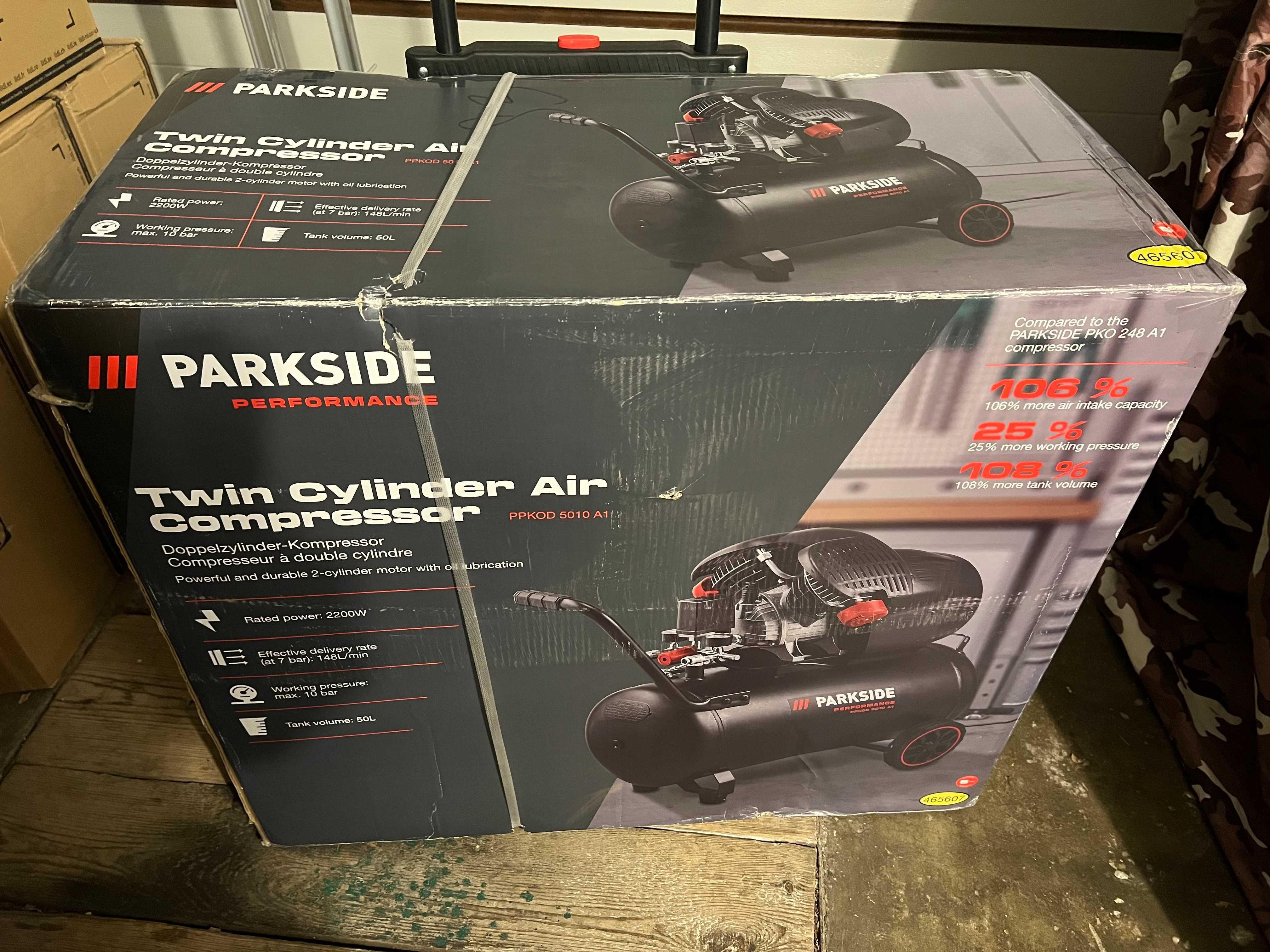 Kompresor Dwutłokowy Sprężarka Parkside PERFORMANCE PPKOD 5010 50L 10B