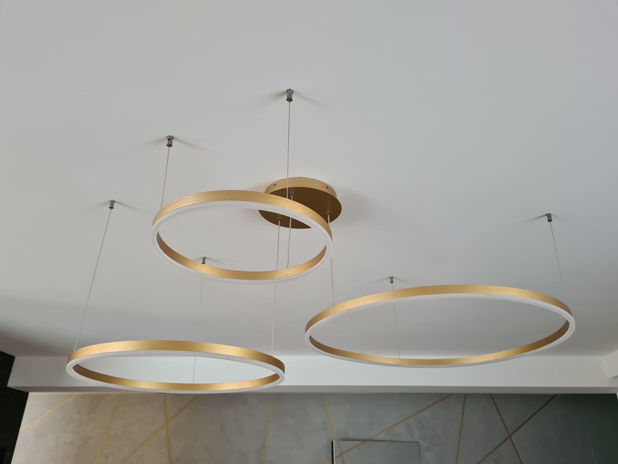 Lampa Wisząca Led 3 Ring Złota 40/60/80 Okręgi z Pilotem