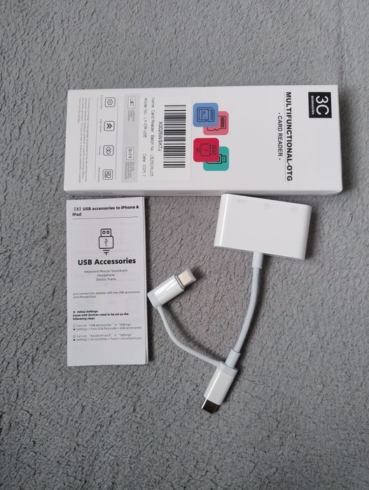 HUB czytnik kart adapter do iPhone OTG Lightning - USB czytnik kart SD