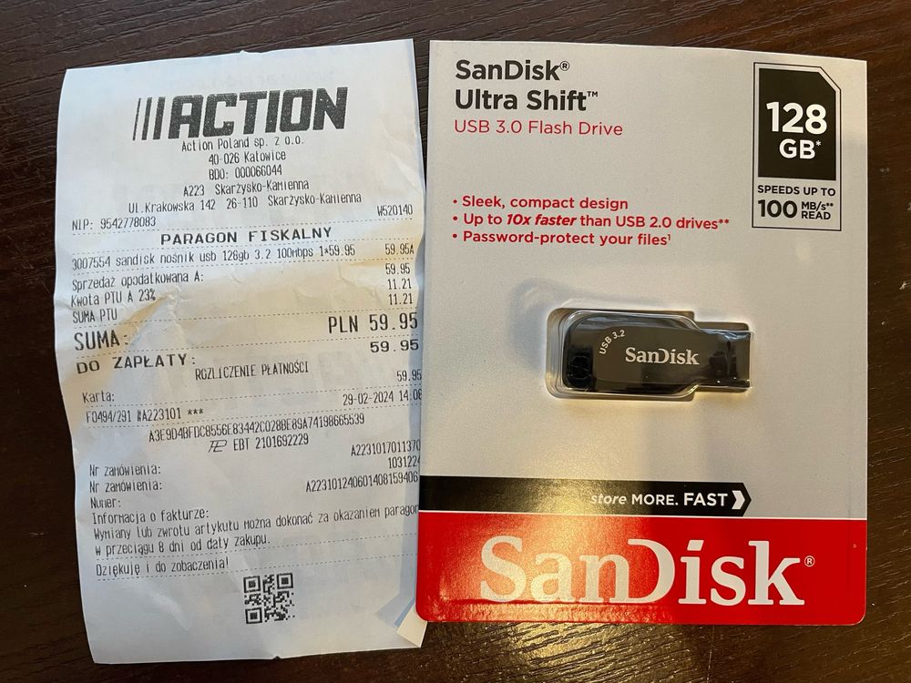 Karta/dysk pamieci SanDisk 128 GB