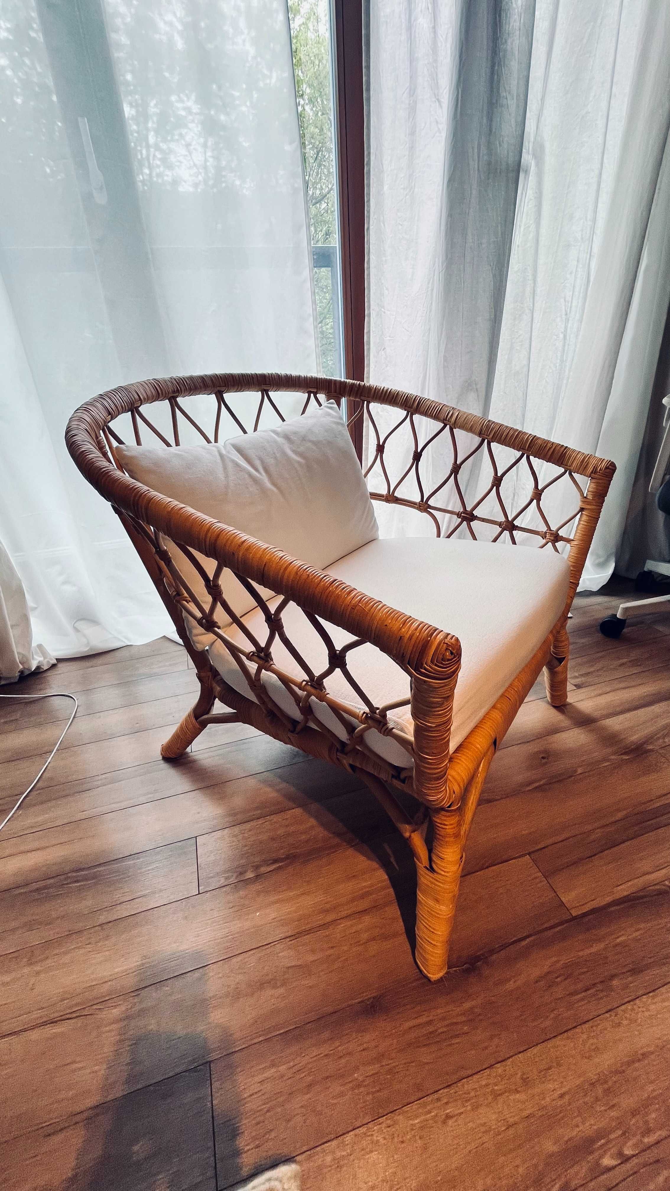 STOCKHOLM 2017 Fotel z poduszką, rattan/Grasbo biały IKEA