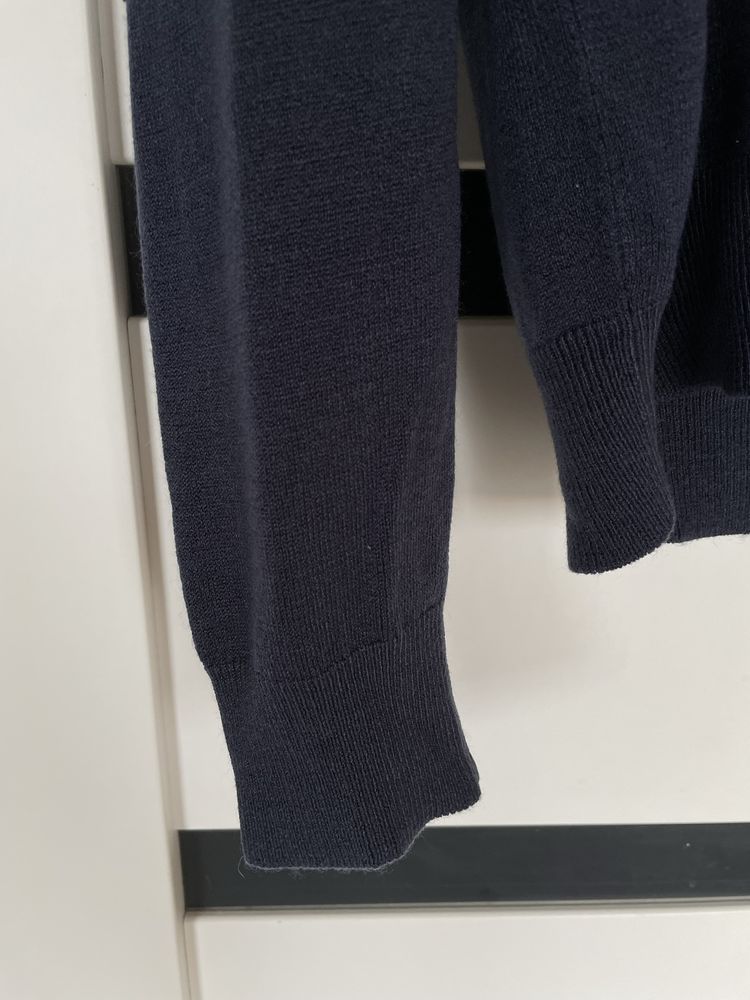 Sweter granatowy bluzka z długim rękawem sweterek V dekolt w serek