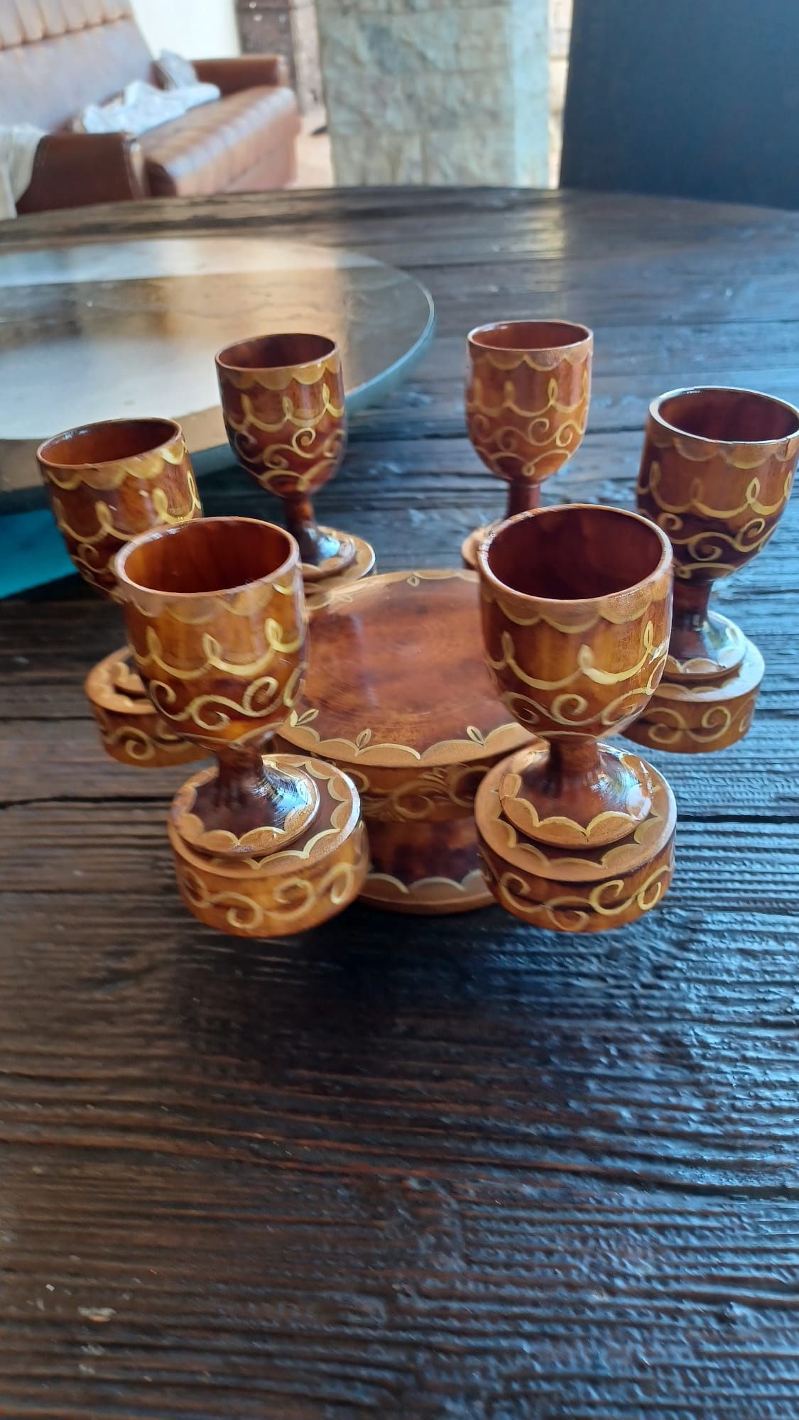 Conjunto de copos em mandeira