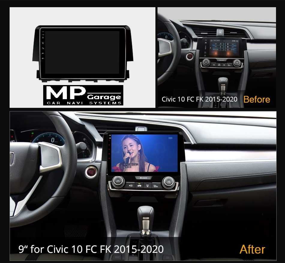 Honda Civic_10 Nawigacja Android11 Qled CarPlay/AA LTE 4G Montaż