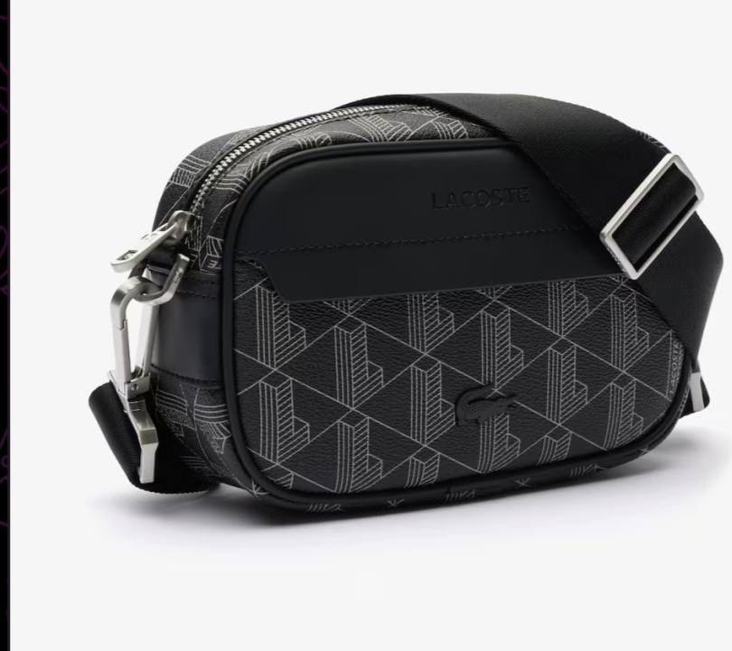 ОРИГІНАЛ Lacoste bag monogram Сумка Лакоста монограм чоловіча чорна