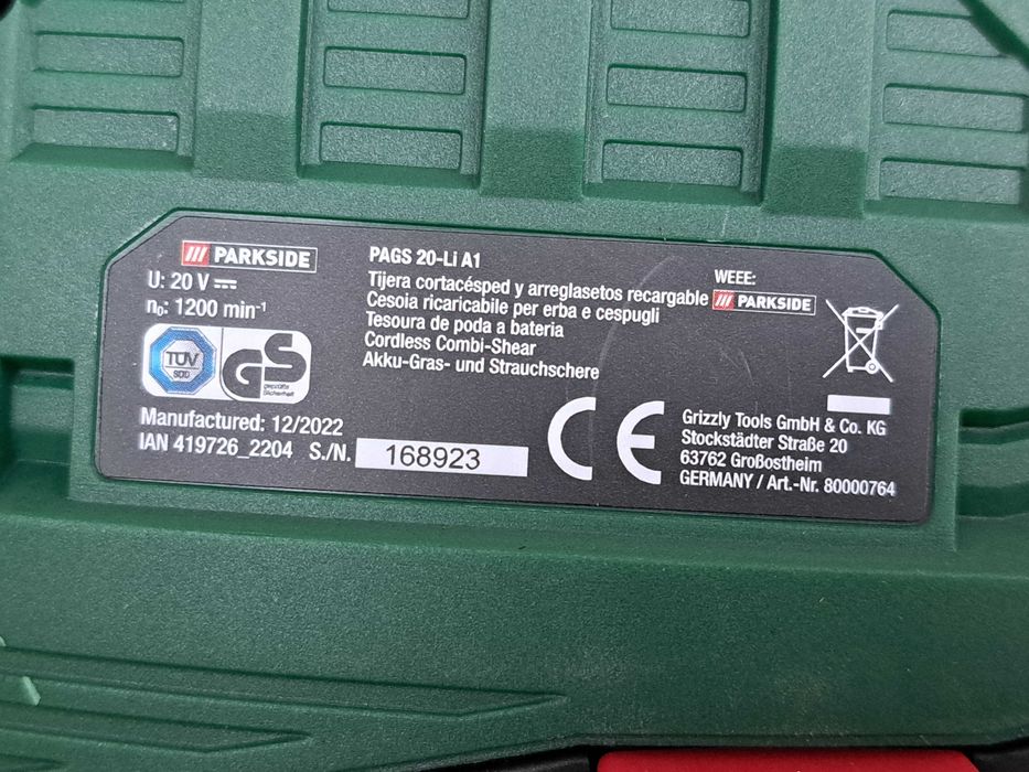 PARKSIDE Кущоріз акумуляторний ножиці для трави та кущів