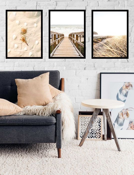 30x40 obrazy w ramie plakaty ramka MORZE PIASEK MOST TRAWA BOHO