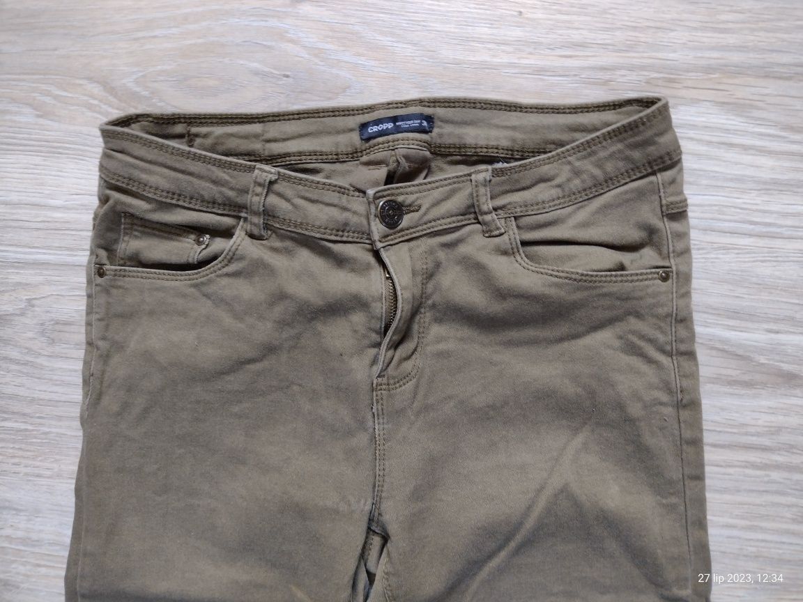Spodnie damskie rurki rozmiar M Cropp oliwkowe