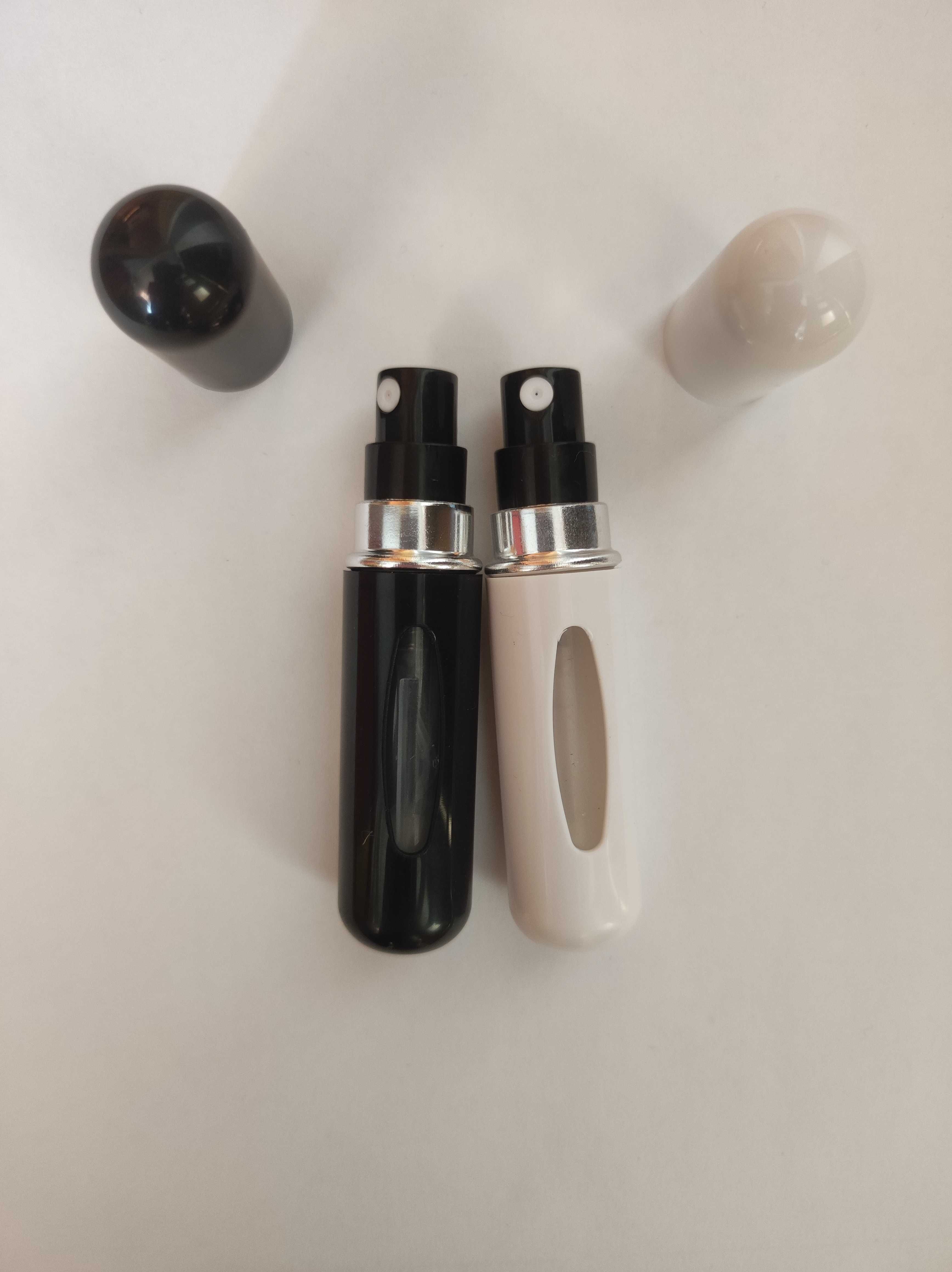 Mini buteleczki wielokrotnego użytku na perfumy 5ml biała i czarna