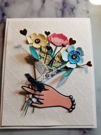 Ręka kwiaty bukiet prezent wykrojnik scrapbooking do składania