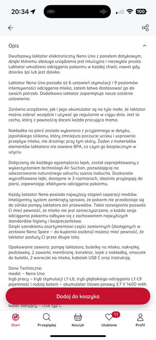 Neno Elektroniczny laktator