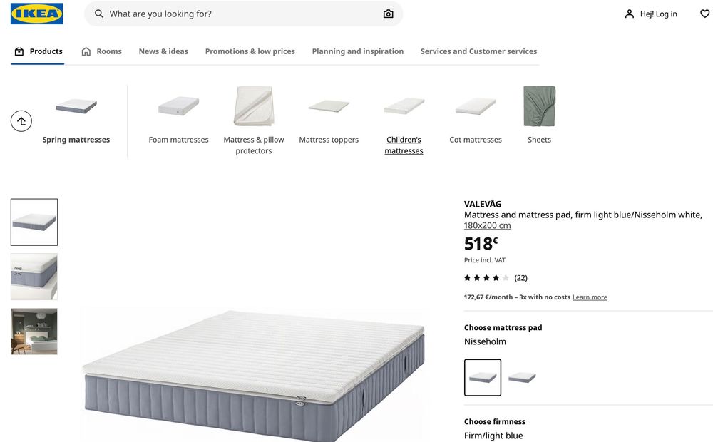 Ikea Valeva colchao kingsize 180x200