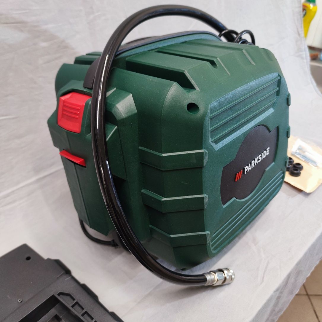 Kompresor Bezolejowy Parkside PKS 1100W A1 8ba Automatyczny Bęben+Wąż