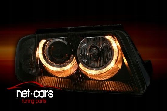 Reflektory Lampy przednie VW PASSAT B5 FL 3BG ANGEL EYES czarne