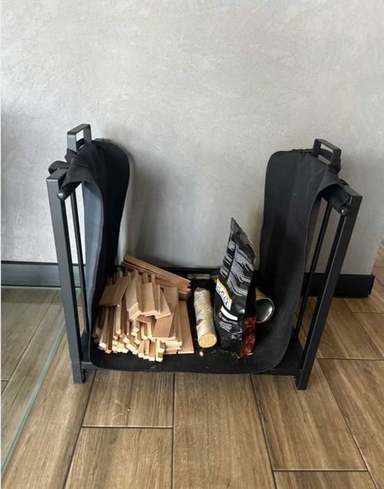 Stojak Kosz na drewno 2 w 1 + Torba opał kominkowe Duży XXL do kominka