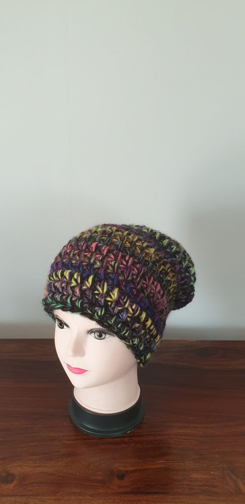 Gruba czapka handmade beanie wełna + akryl, kolory