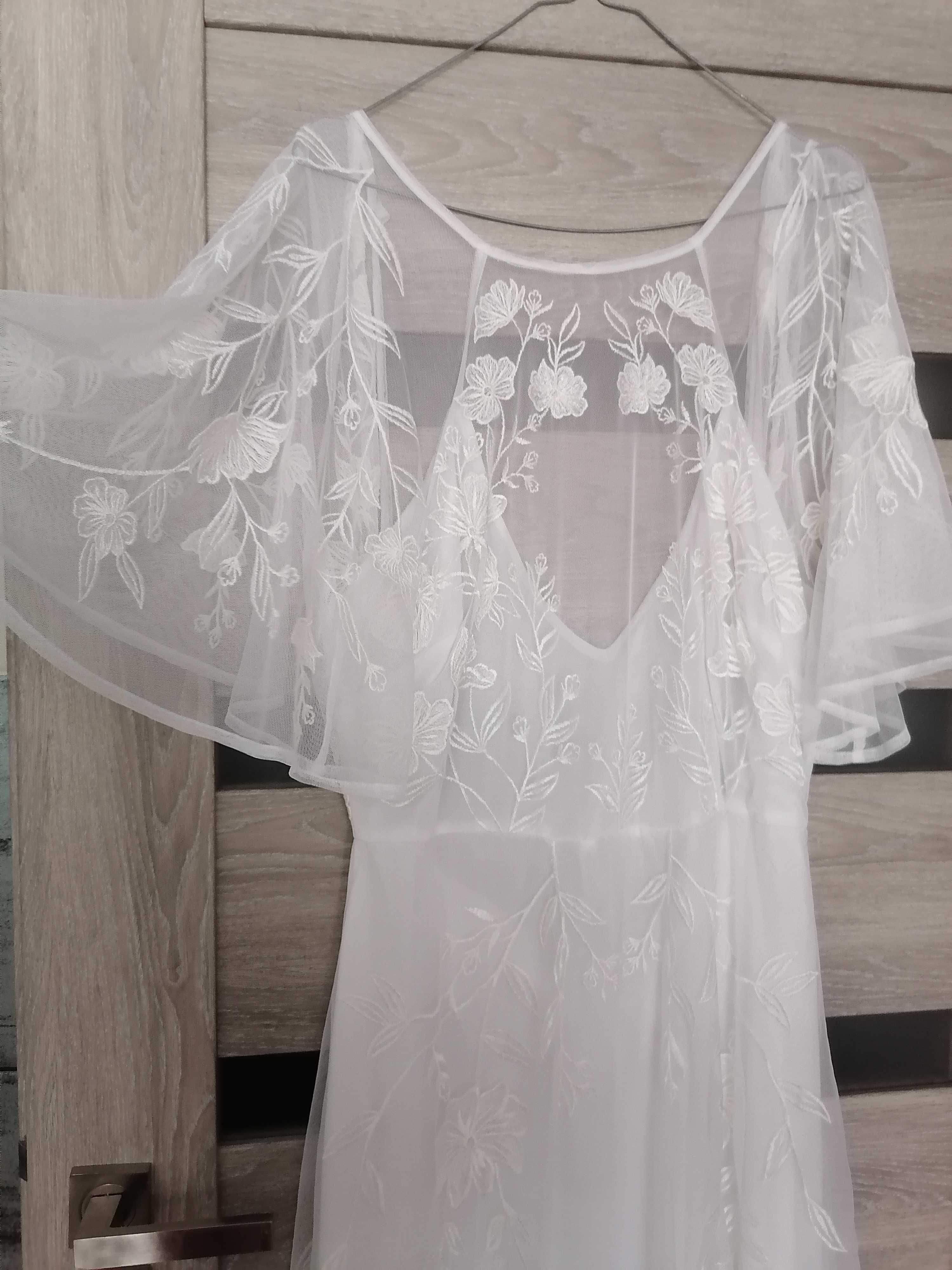 Nowa suknia ślubna haftowana 44 Asos linia A