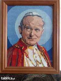 Obraz Jan Paweł II papież - haft krzyżykowy 18 x 24 cm
