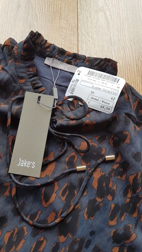 Jake*s Collection sukienka midi ciemnoniebieska 42 XL granatowa panter