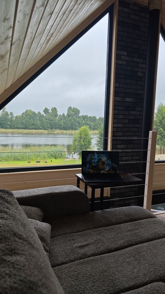 Domek z linią brzegową, balia, sauna, rowery
