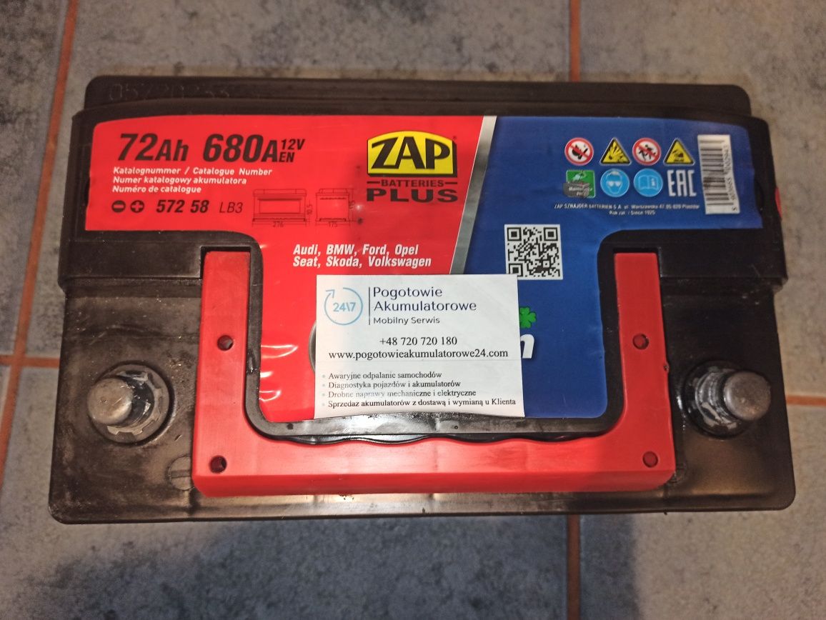 Akumulator 12V 72Ah 680A ZAP Calcium PLUS