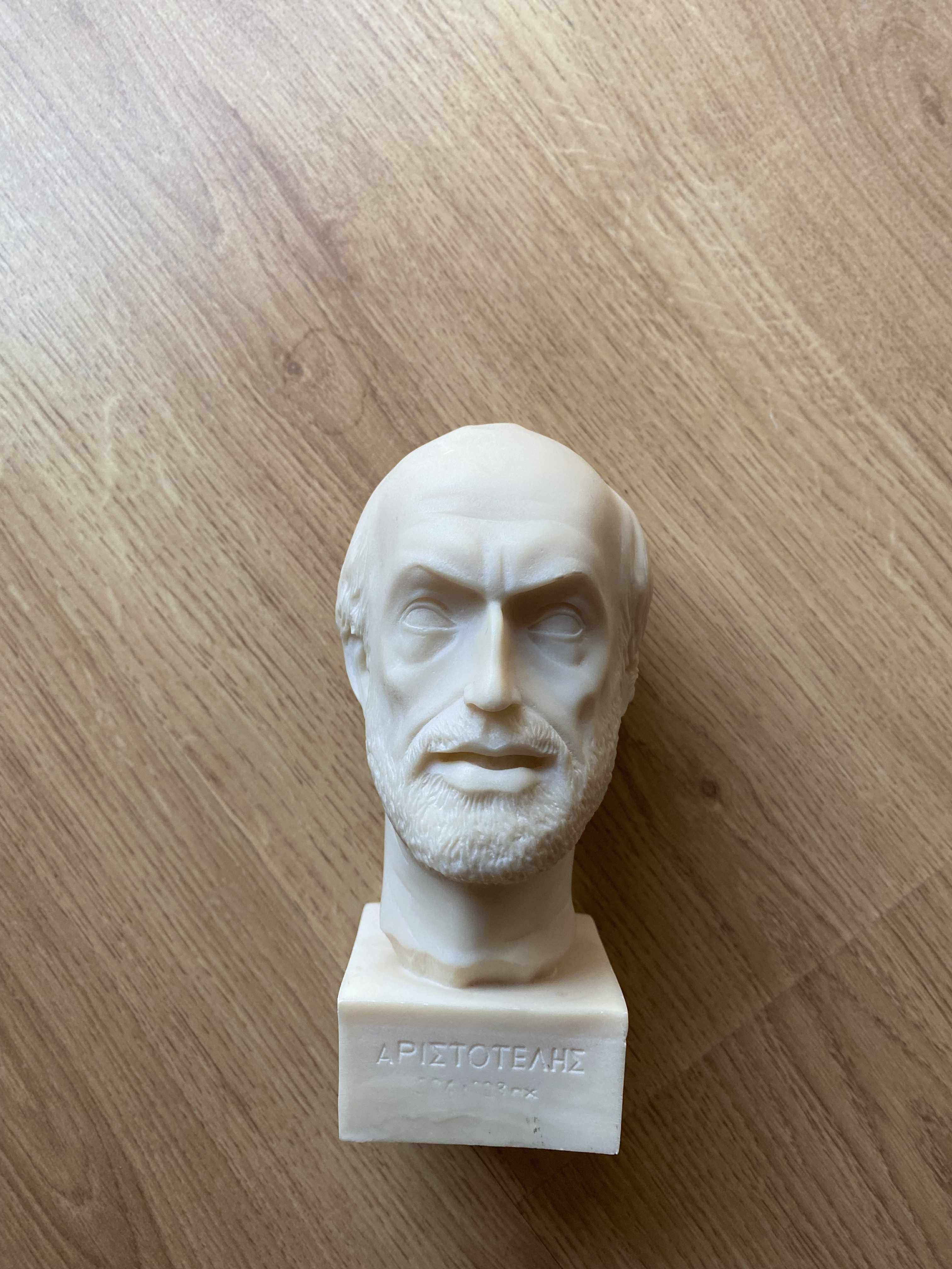 Alabastrowe popiersia filozofów: Arystoteles, Demokryt, Sokrates