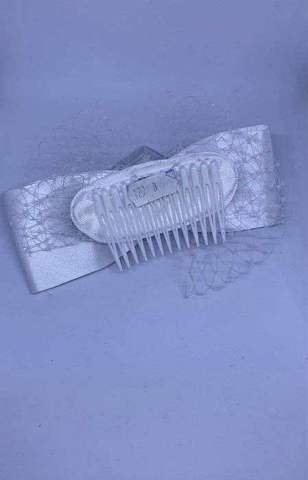 Nowa Kokówka Ślubna z Woalką Kokarda Biała Grzebyk Elegancka Outlet