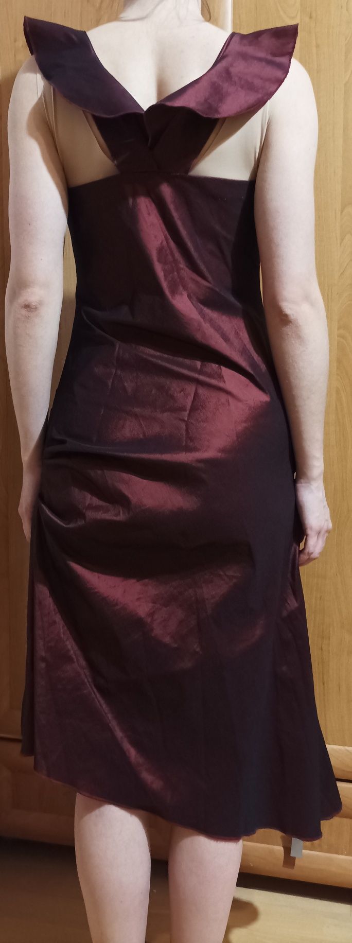 Sukienka hiszpanka elegancka  wizytowa wieczorowa koktajlowa burgund