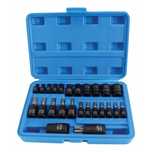 Jogo 25 chaves Torx + Torx interior 1/4", 3/8"E 1/2"