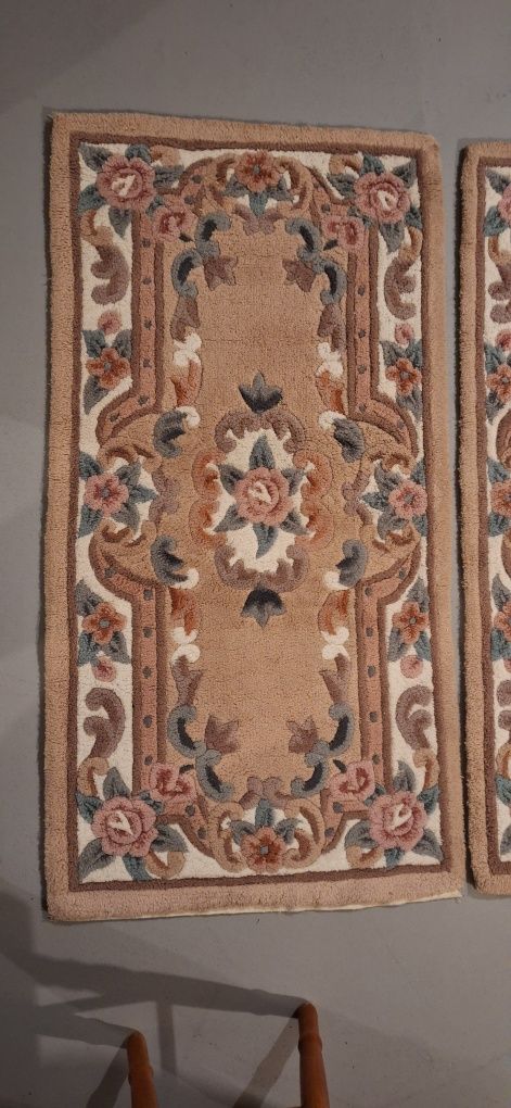 Dwa dywaniki wełniane ręcznie tkane 134x69cm