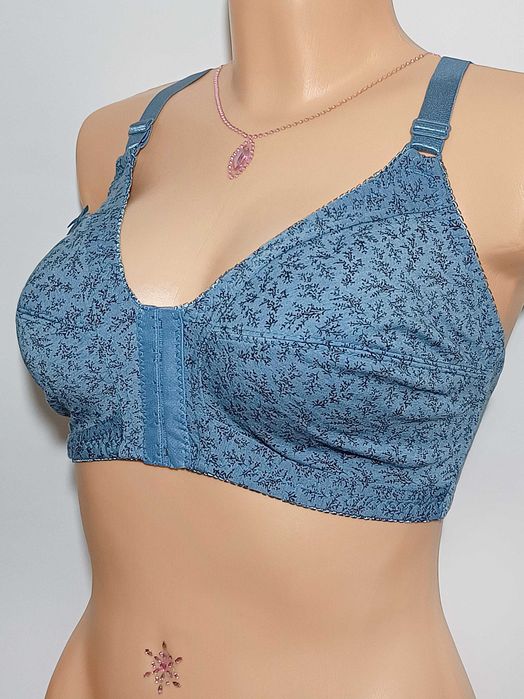 Biustonosz Han miękki zapinany z przodu niebieski wygodny 120D