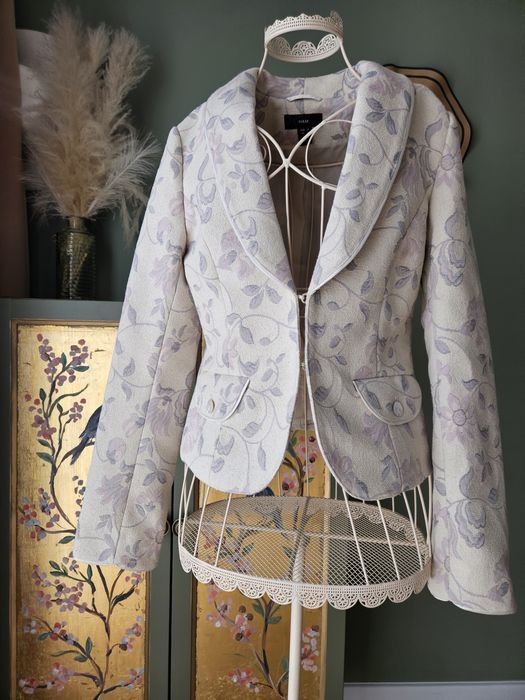 H&M Marynarka damska kwiaty w stylu vintage  żakiet