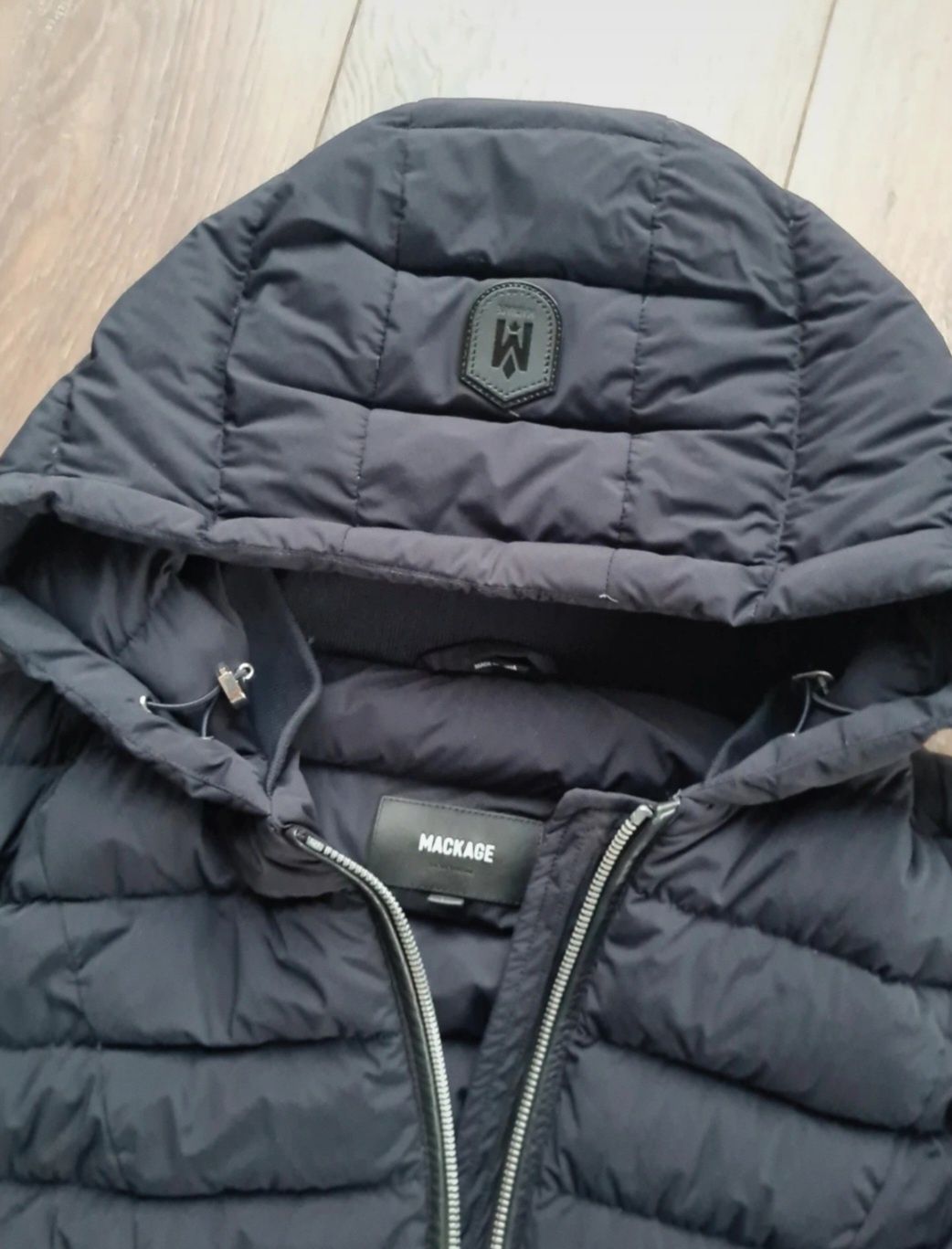 Mackage puchowy płaszczyk kurtka granatowa L kaczy puch woolrich
