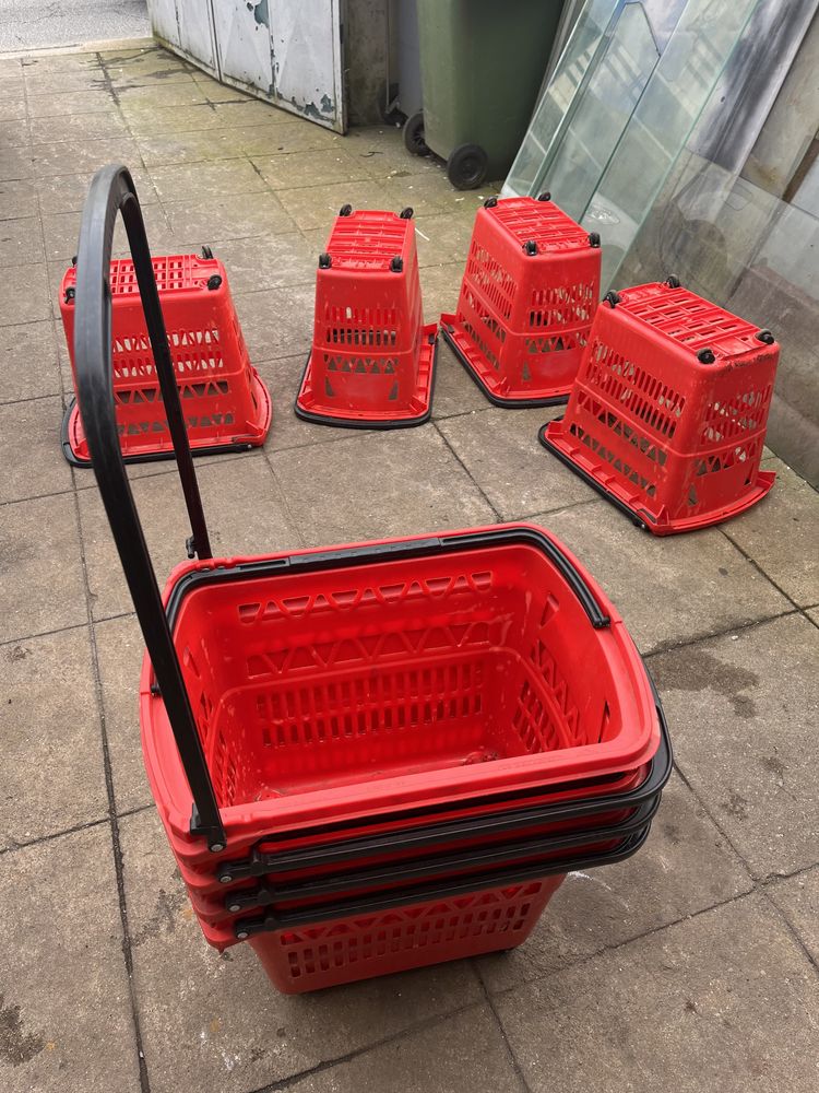 Conjunto Cestos de Supermercado pegas e rodas conjunto de 8 unidades