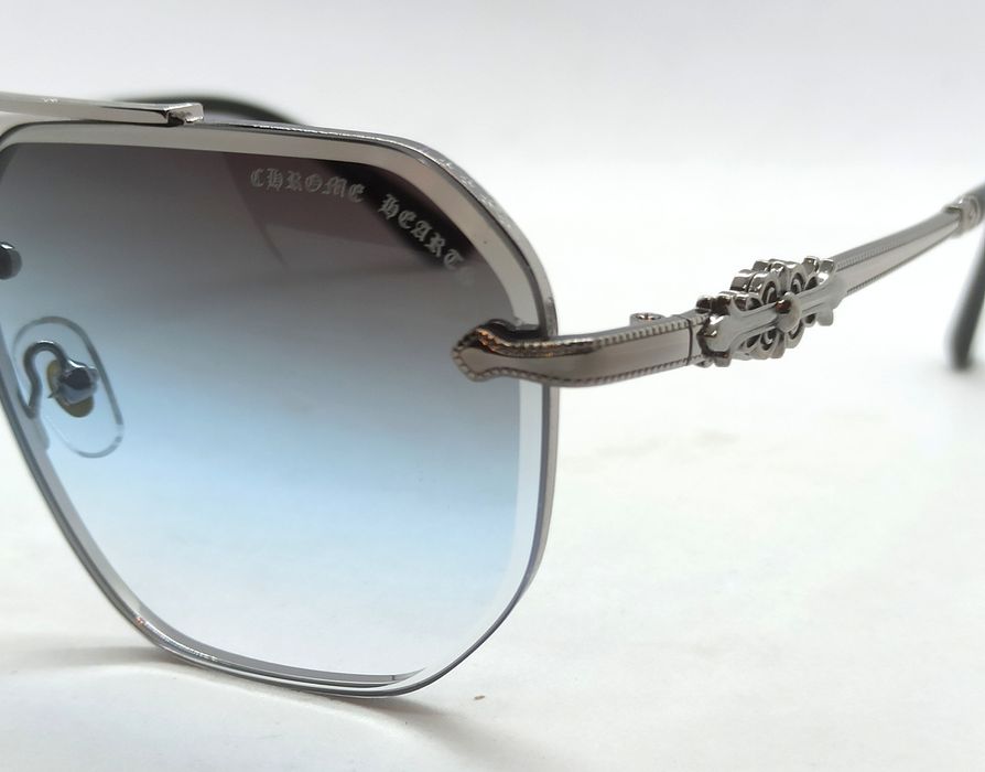 Chrome Hearts очки мужские серо голубой градиент в серебристом металле