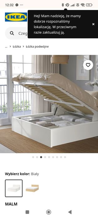 Łóżko Ikea malm 160*200 z podnoszonym dnem