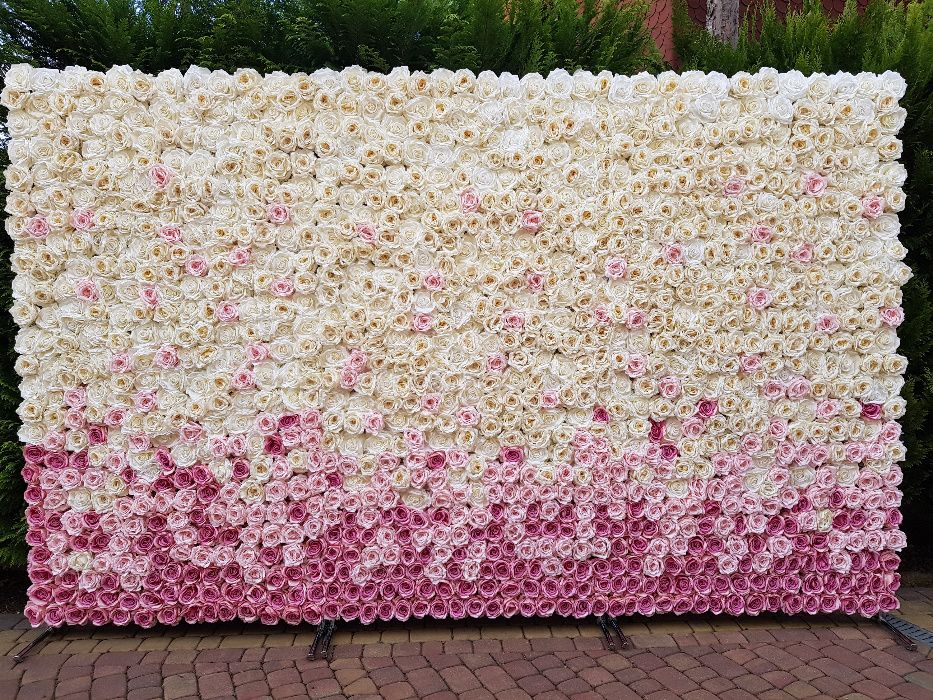 Ścianka kwiatowa Flower wall tło dekoracja wesele ślub przyjęcie