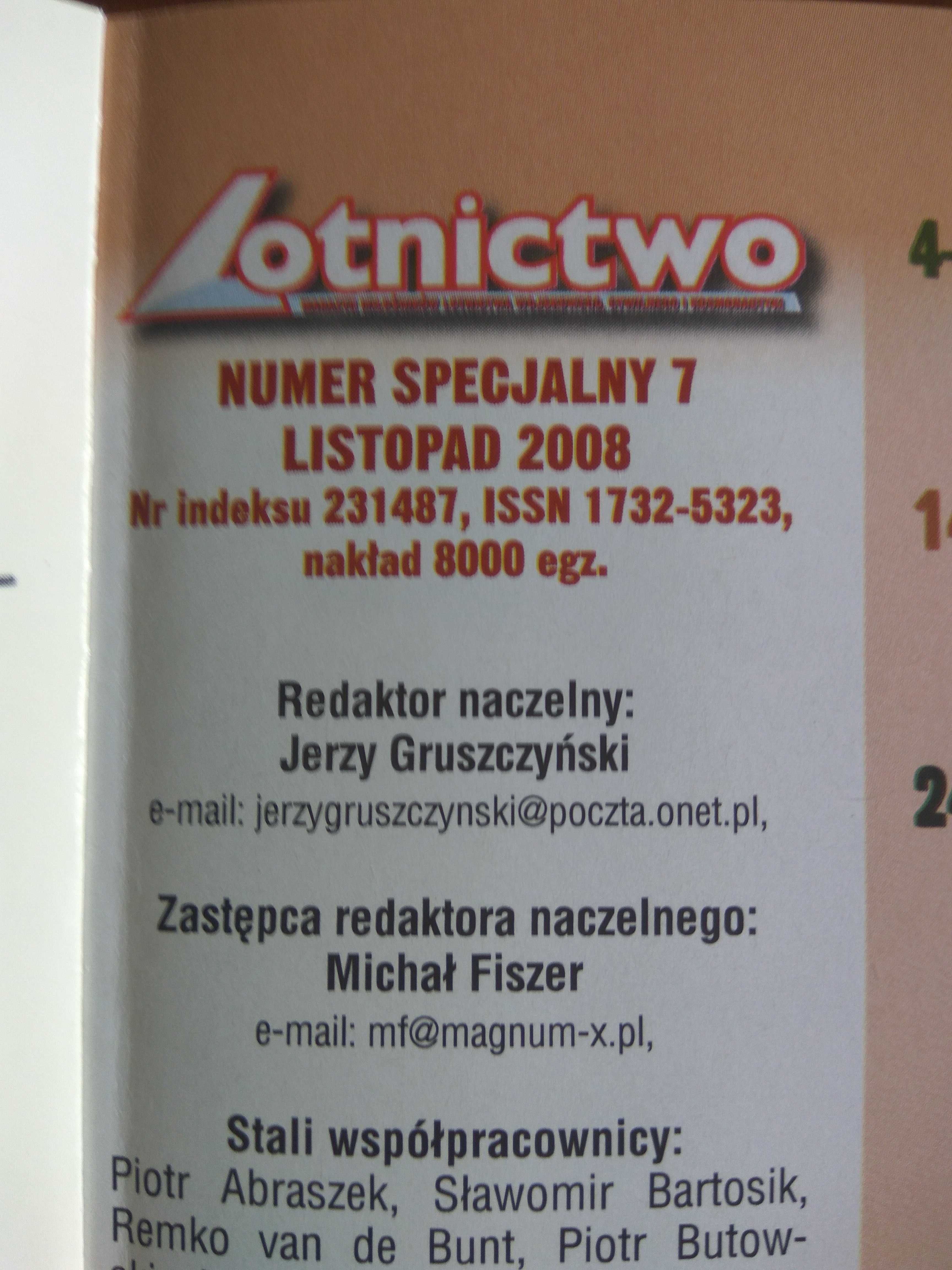 Czasopismo "Lotnictwo" numer specjalny 7 listopad 2008r.